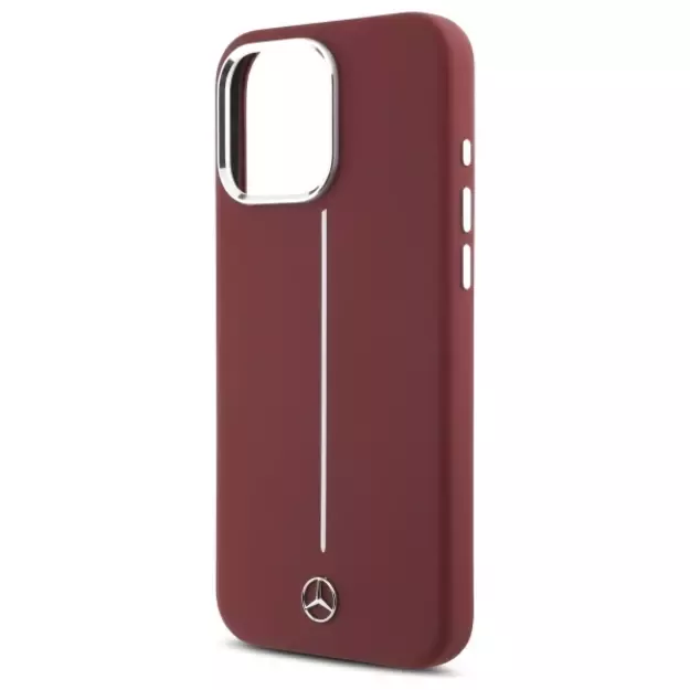Mercedes Silicone White Stripe MagSafe Case for iPhone 16 Pro Max - Red 5