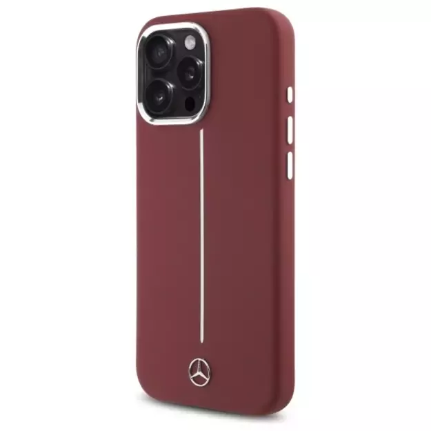 Mercedes Silicone White Stripe MagSafe Case for iPhone 16 Pro Max - Red 1