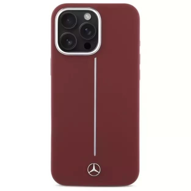 Mercedes Silicone White Stripe MagSafe Case for iPhone 16 Pro Max - Red 2