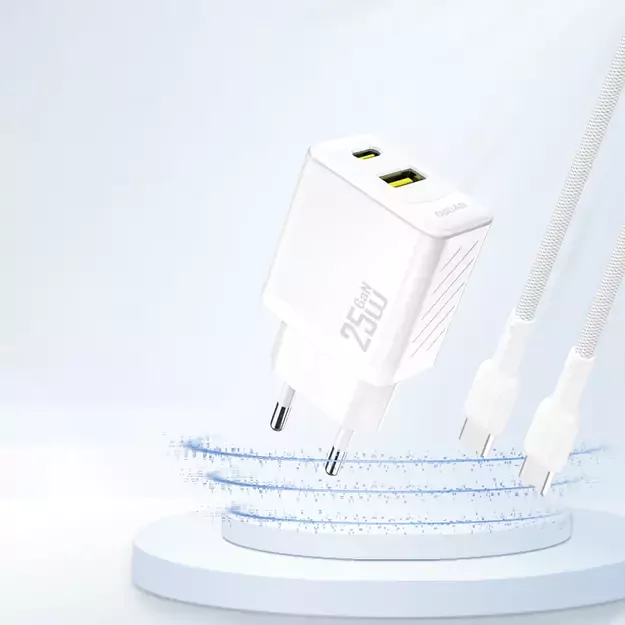 Dudao A26T GaN 25W USB-A, USB-C Charger - White 1