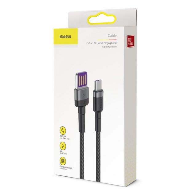 Baseus Cafule cable USB Type C SuperCharge 40W Quick Charge 3.0 QC 3.0 1m gray-black (CATKLF-PG1) 22