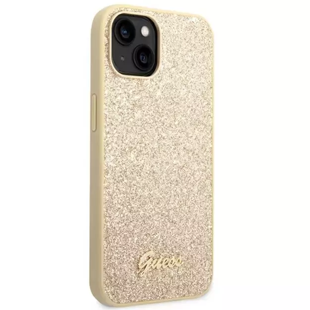 Guess GUHCP14SHGGSHD iPhone 14 6,1  złoty/gold hard case Glitter Script 3