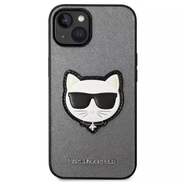 Karl Lagerfeld KLHCP14MSAPCHG iPhone 14 Plus 6,7  hardcase srebrny/silver Saffiano Choupette Head Patch 9