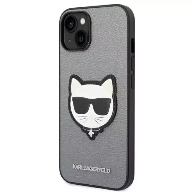 Karl Lagerfeld KLHCP14MSAPCHG iPhone 14 Plus 6,7  hardcase srebrny/silver Saffiano Choupette Head Patch 8