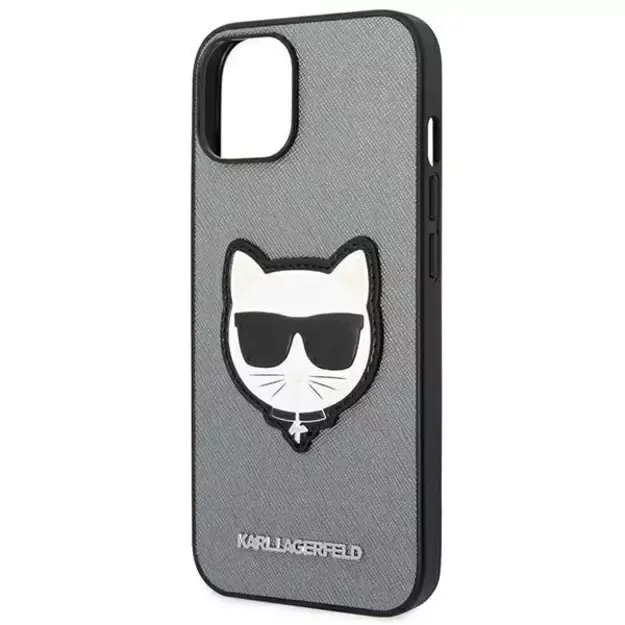 Karl Lagerfeld KLHCP14MSAPCHG iPhone 14 Plus 6,7  hardcase srebrny/silver Saffiano Choupette Head Patch 12