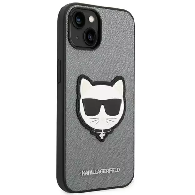 Karl Lagerfeld KLHCP14MSAPCHG iPhone 14 Plus 6,7  hardcase srebrny/silver Saffiano Choupette Head Patch 10