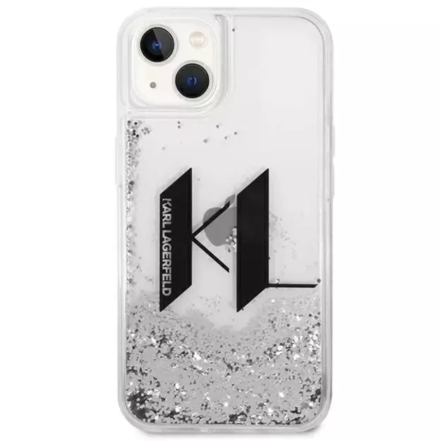 Karl Lagerfeld KLHCP14SLBKLCS iPhone 14 6,1  srebrny/silver hardcase Liquid Glitter Big KL 9