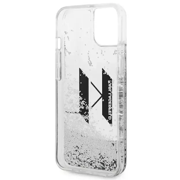 Karl Lagerfeld KLHCP14SLBKLCS iPhone 14 6,1  srebrny/silver hardcase Liquid Glitter Big KL 13