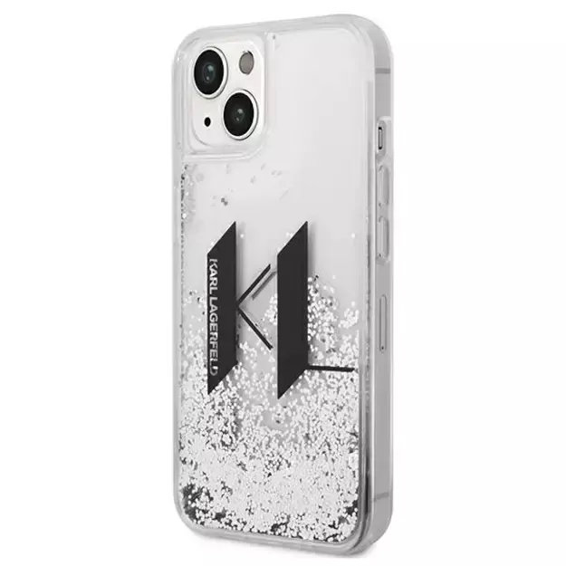 Karl Lagerfeld KLHCP14SLBKLCS iPhone 14 6,1  srebrny/silver hardcase Liquid Glitter Big KL 8