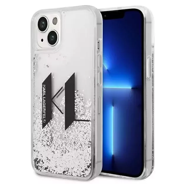 Karl Lagerfeld KLHCP14SLBKLCS iPhone 14 6,1  srebrny/silver hardcase Liquid Glitter Big KL