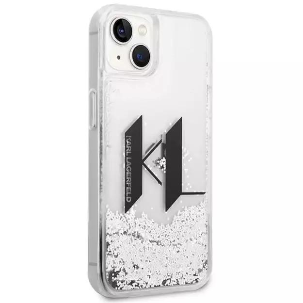 Karl Lagerfeld KLHCP14SLBKLCS iPhone 14 6,1  srebrny/silver hardcase Liquid Glitter Big KL 10