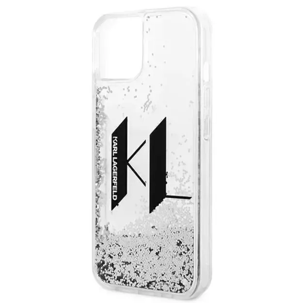 Karl Lagerfeld KLHCP14SLBKLCS iPhone 14 6,1  srebrny/silver hardcase Liquid Glitter Big KL 12