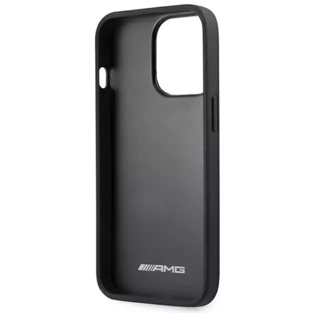 AMG AMHCP14LDOLBK iPhone 14 Pro 6.1 &quot black / black hardcase Leather Hot Stamped 6
