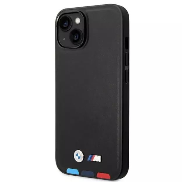 Case BMW BMHCP14M22PTDK iPhone 14 Plus 6.7 &quot black / black Leather Stamp Tricolor 1