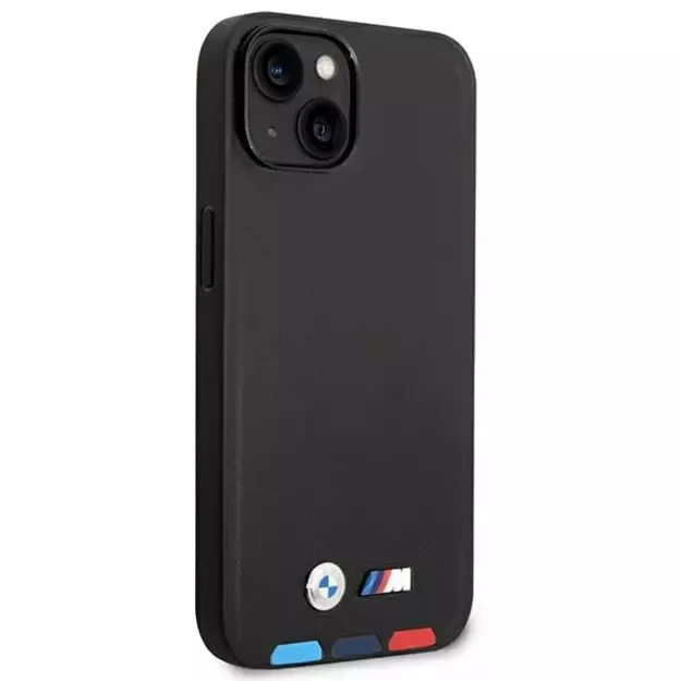 Case BMW BMHMP14S22PTDK iPhone 14 6.1 &quot black / black Leather Stamp Tricolor Magsafe 10