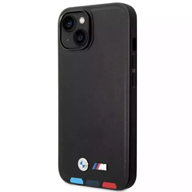 Case BMW BMHMP14S22PTDK iPhone 14 6.1 &quot black / black Leather Stamp Tricolor Magsafe 8