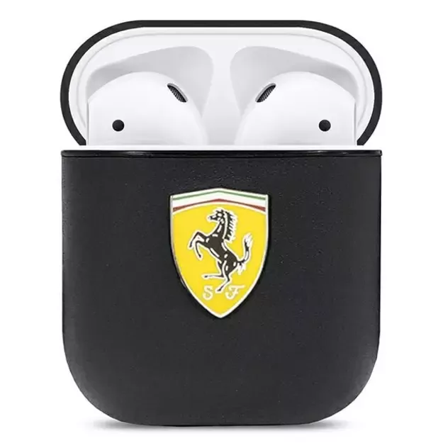 Ferrari FESA2LEBK AirPods cover black/black On Track Leather 1