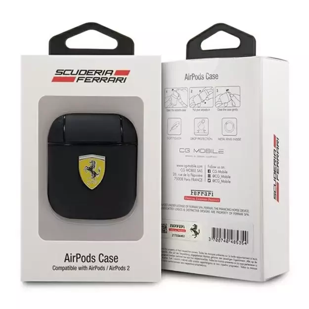 Ferrari FESA2LEBK AirPods cover black/black On Track Leather 3