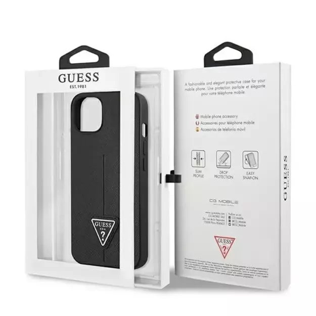 Guess GUHCP13SPSATLK iPhone 13 mini 5,4 &quot black / black hardcase SaffianoTriangle Logo 7