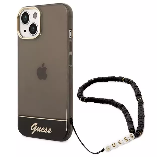 Guess GUHCP14MHGCOHK iPhone 14 Plus 6,7 &quot black / black hardcase Translucent Pearl Strap