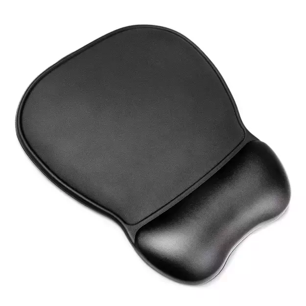 Ergonomic Mouse Pad and Wrist Rest Gel Eco Leather Large Anti-Slip - Black 1