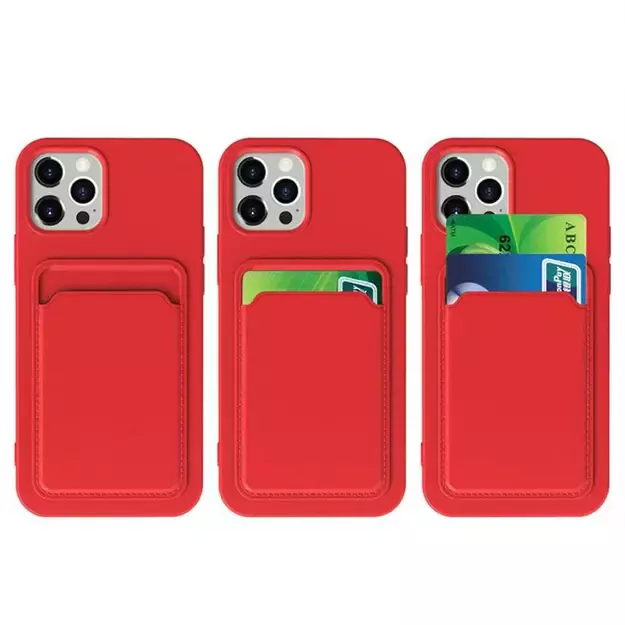 Card Case Silicone Wallet Wallet With Card Slot Documents For Samsung Galaxy A42 5G Red 2