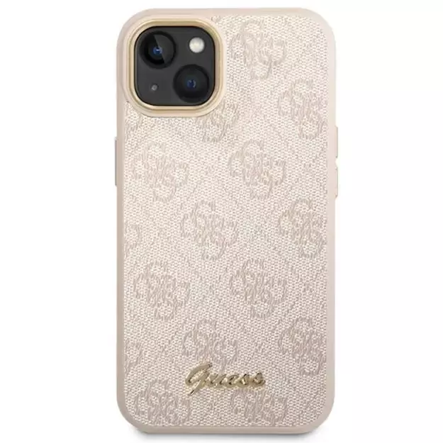 Guess 4G Vintage Gold Logo case for iPhone 14 - pink 2