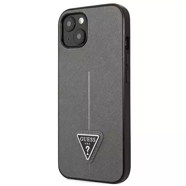 Guess GUHCP14SPSATLG iPhone 14 6.1 &quot silver / silver hardcase SaffianoTriangle Logo 1