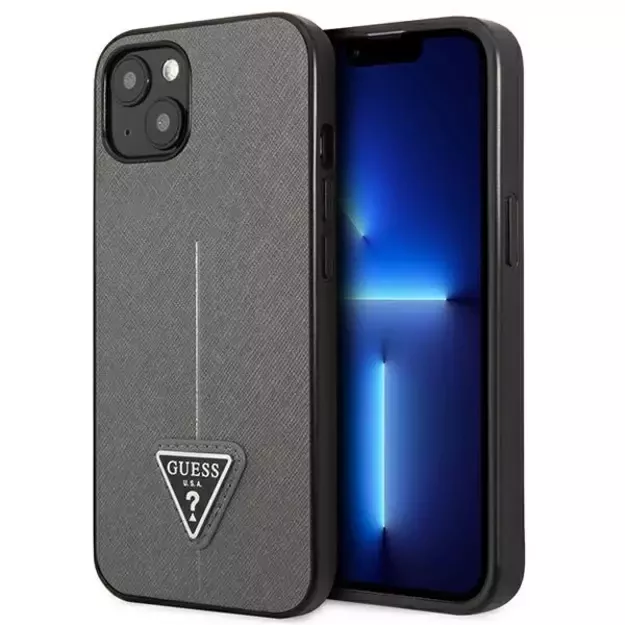 Guess GUHCP14SPSATLG iPhone 14 6.1 &quot silver / silver hardcase SaffianoTriangle Logo