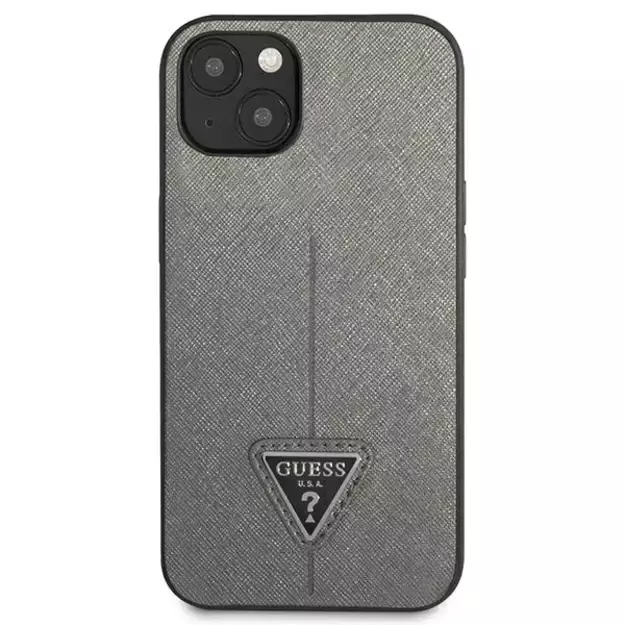 Guess GUHCP14SPSATLG iPhone 14 6.1 &quot silver / silver hardcase SaffianoTriangle Logo 2