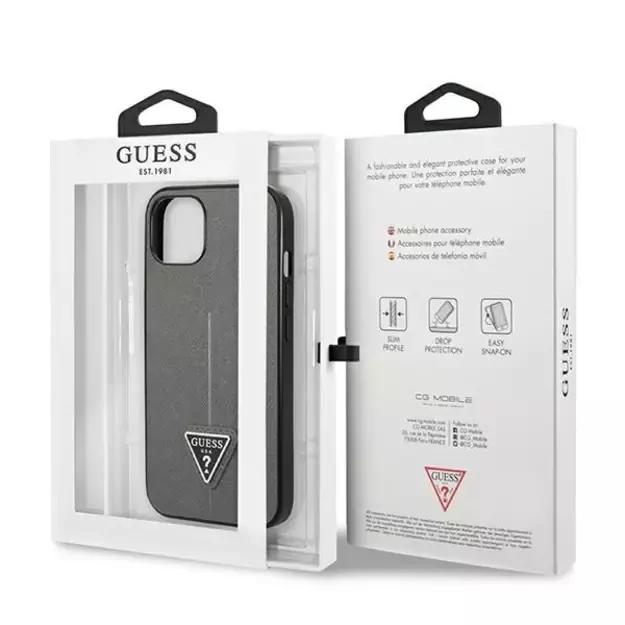 Guess GUHCP14SPSATLG iPhone 14 6.1 &quot silver / silver hardcase SaffianoTriangle Logo 7