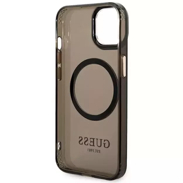 Guess GUHMP14MHTCMK iPhone 14 Plus 6.7  black/black hard case Gold Outline Translucent MagSafe 6