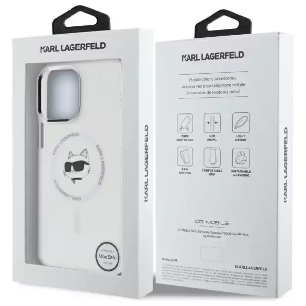 Karl Lagerfeld IML Metal Choupette Head MagSafe iPhone 13 Pro Case - White 7