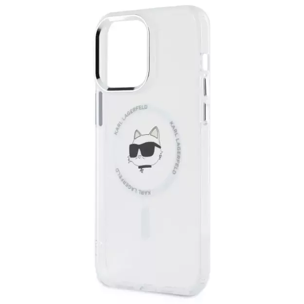 Karl Lagerfeld IML Metal Choupette Head MagSafe iPhone 13 Pro Case - White 5