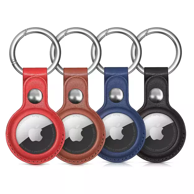 Apple AirTag PU Leather Case - Black, Brown, Red, Blue - 4 pieces