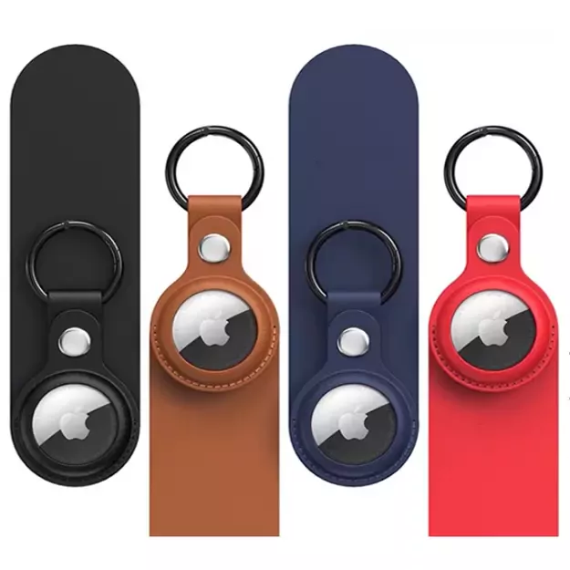 Apple AirTag PU Leather Case - Black, Brown, Red, Blue - 4 pieces 7