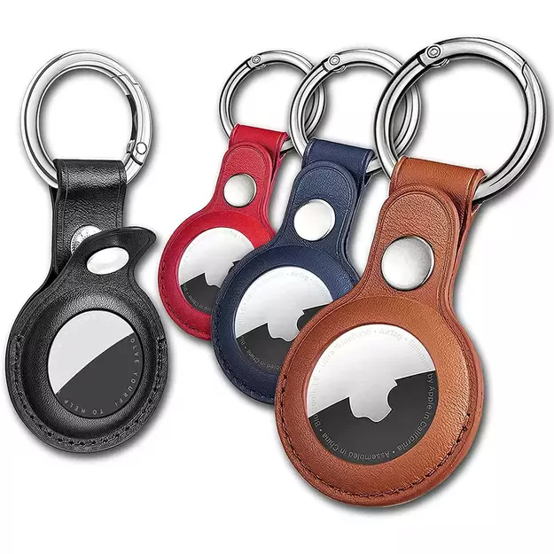 Apple AirTag PU Leather Case - Black, Brown, Red, Blue - 4 pieces 8