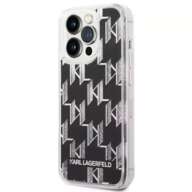 Karl Lagerfeld KLHCP14LLMNMK iPhone 14 Pro 6.1 &quot hardcase black / black Liquid Glitter Monogram 1