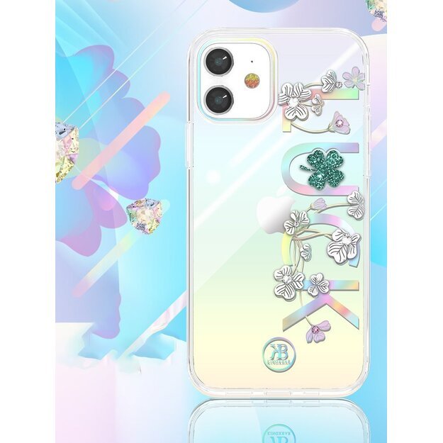 Kingxbar Lucky Series case decorated with original Swarovski crystals iPhone 12 mini transparent (Clover) 2