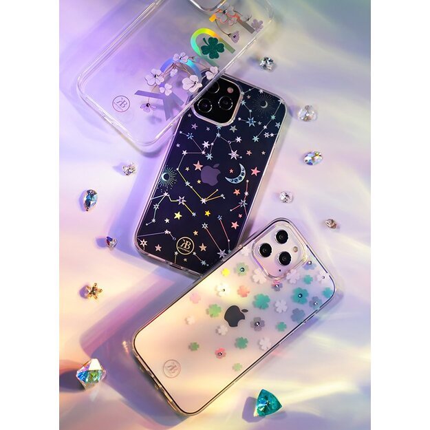 Kingxbar Lucky Series case decorated with original Swarovski crystals iPhone 12 mini transparent (Clover) 11