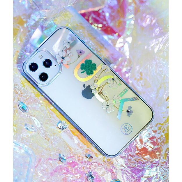 Kingxbar Lucky Series case decorated with original Swarovski crystals iPhone 12 mini transparent (Clover) 6