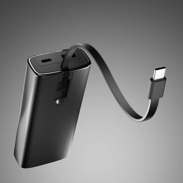 SBS 10000mAh PD 20W Powerbank with LCD Display and Built-in USB-C Cable - Gray 4