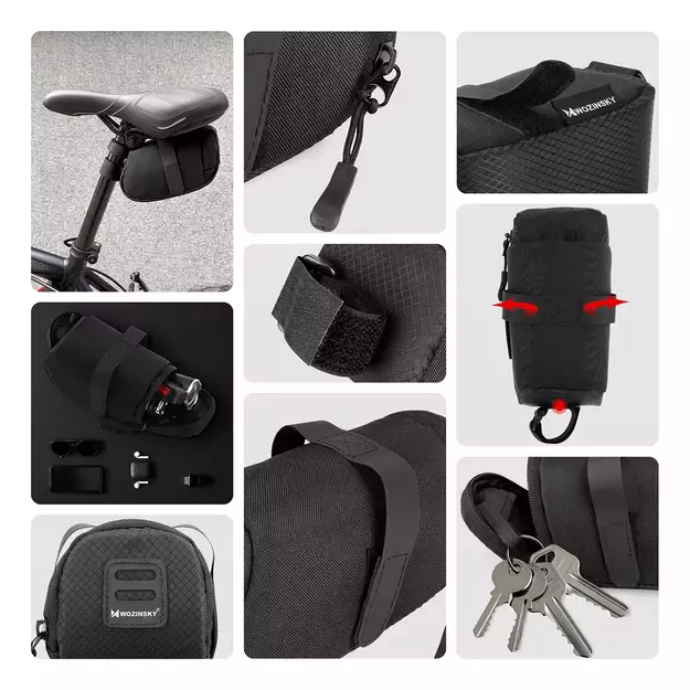 Wozinsky small bicycle saddle bag 0.6 l black (WBB8BK black) 1