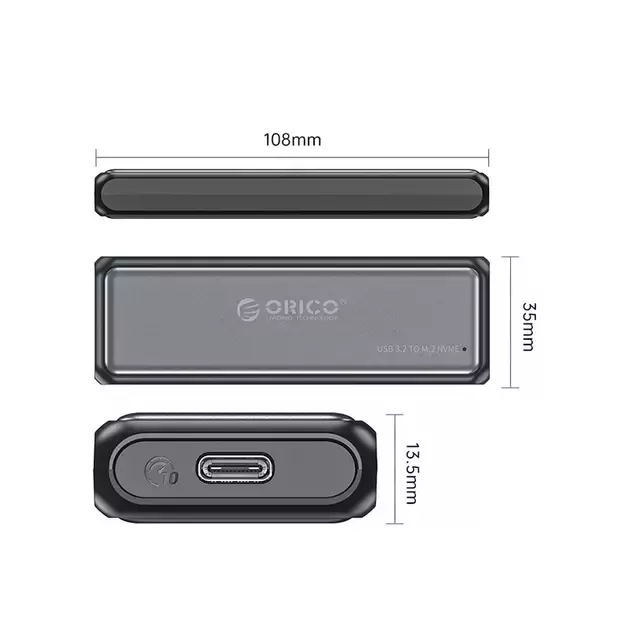 Orico DDM2-C3-G2 M.2 NVME USB-A USB-C 3.2 10Gb/s Disk Drive - Gray 1