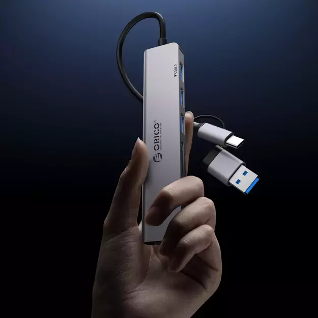 Orico YSB4-U2 USB-A/USB-C Hub Docking Station 2x USB-A 2.0 + 1x USB-A 3.0 + 1x USB-C 2.0 + 1x USB-C - Gray 6