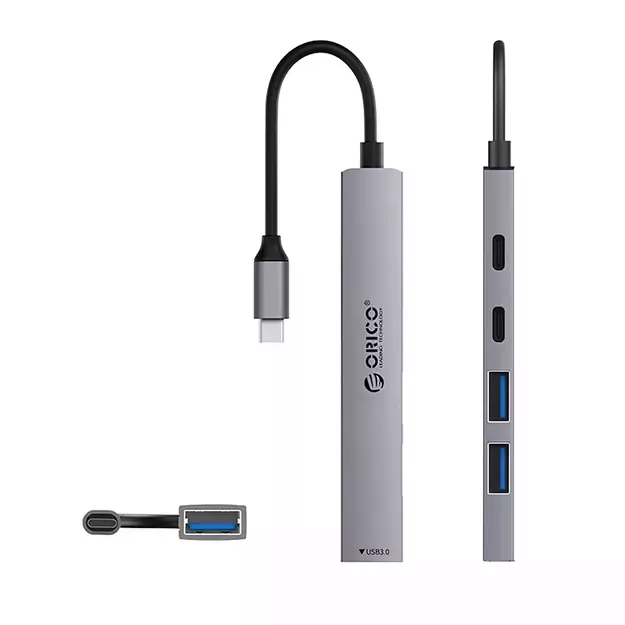 Orico YSB4-U2 USB-A/USB-C Hub Docking Station 2x USB-A 2.0 + 1x USB-A 3.0 + 1x USB-C 2.0 + 1x USB-C - Gray 1