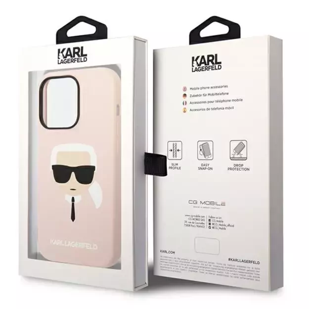 Karl Lagerfeld KLHCP14XSLKHLP iPhone 14 Pro Max 6.7  hardcase pink / pink Silicone Karl`s Head 14