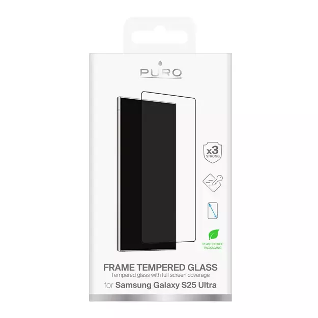 Puro Frame Tempered Glass with Black Frame for Samsung Galaxy S25 Ultra 1