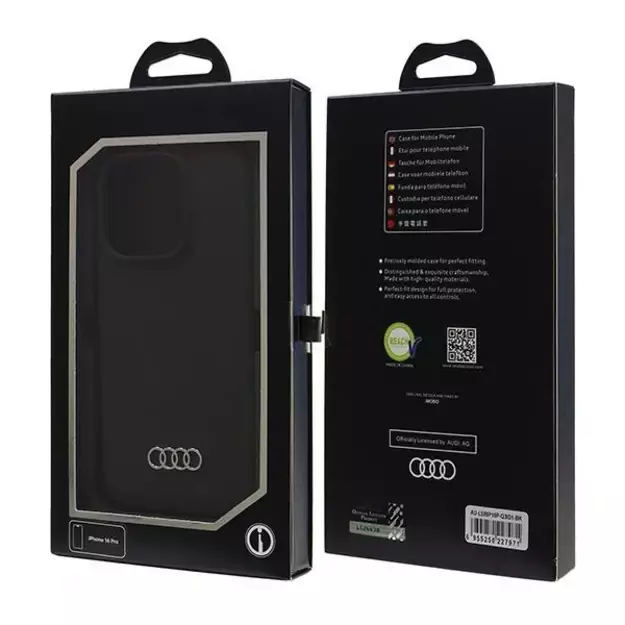 Audi Silicone Case iPhone 16 Pro 6.3&quot  black/black hardcase AU-LSRIP16P-Q3/D1-BK 6