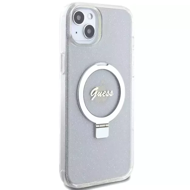 Guess GUHMP15MHRSGSD iPhone 15 Plus / 14 Plus 6.7&quot  transparent/transparent hardcase Ring Stand Script Glitter MagSafe 3